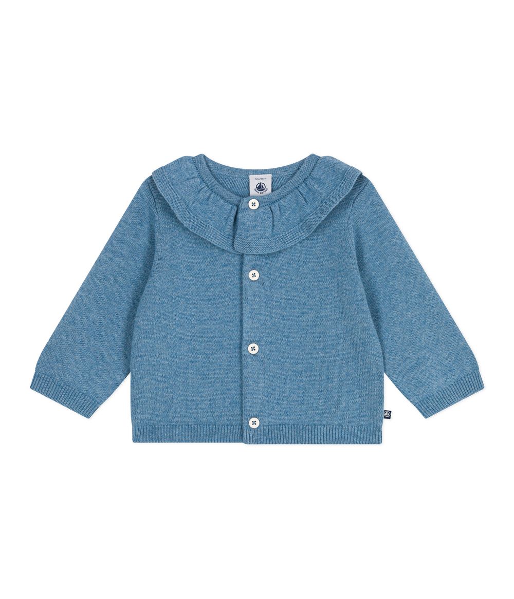 Petit Bateau - Baby Girl's Collar Detail Knitted Cardigan - Adriatic