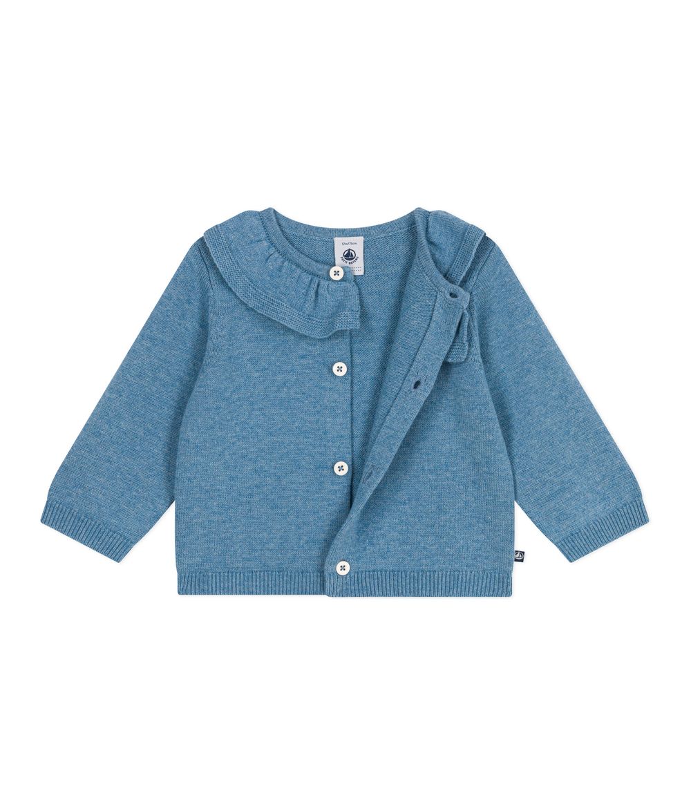 Petit Bateau - Baby Girl's Collar Detail Knitted Cardigan - Adriatic