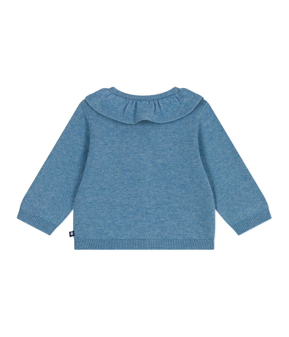 Petit Bateau - Baby Girl's Collar Detail Knitted Cardigan - Adriatic
