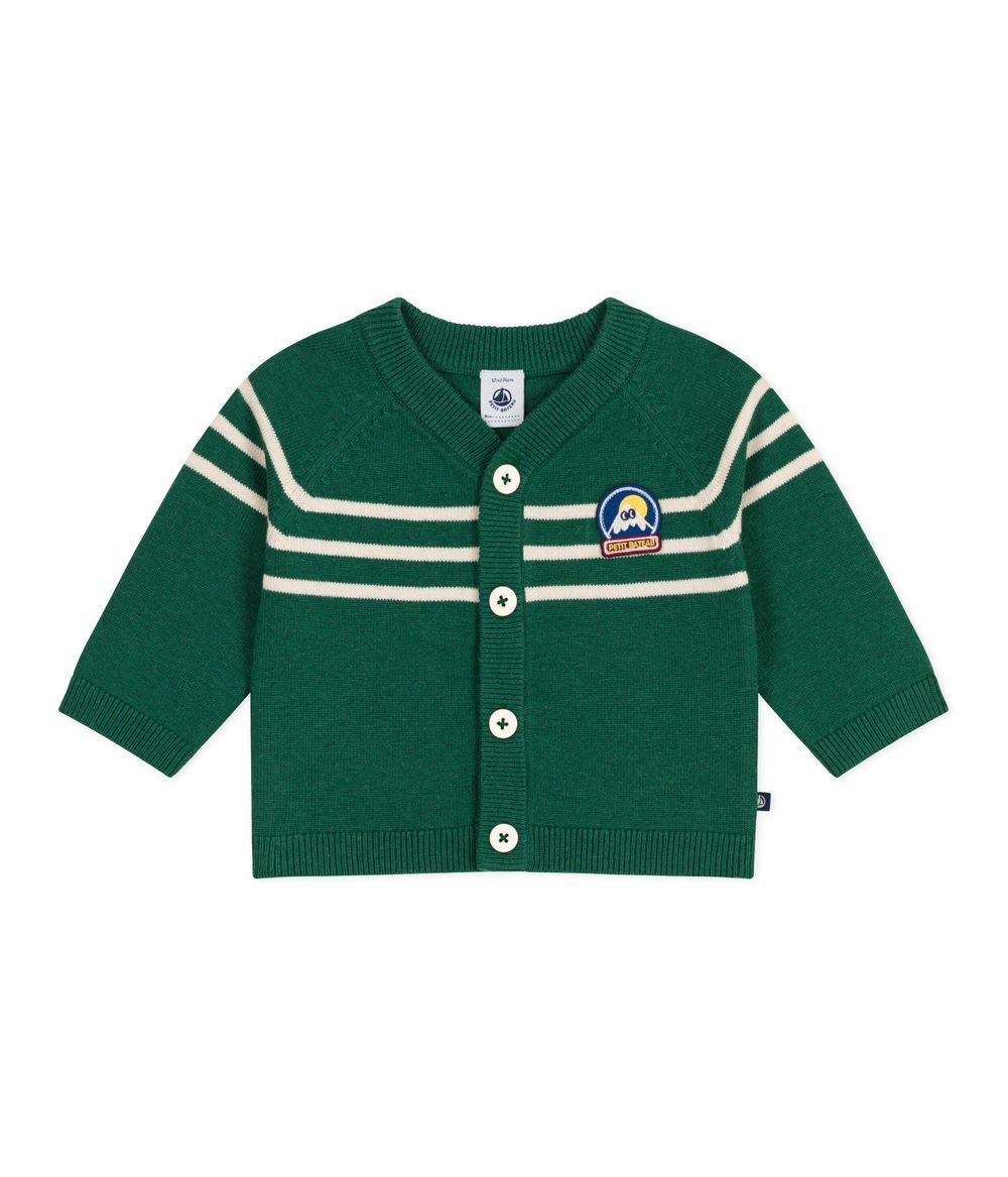 Petit Bateau - Baby Boy's Stripy Knitted Cardigan - Willow/Avalanche