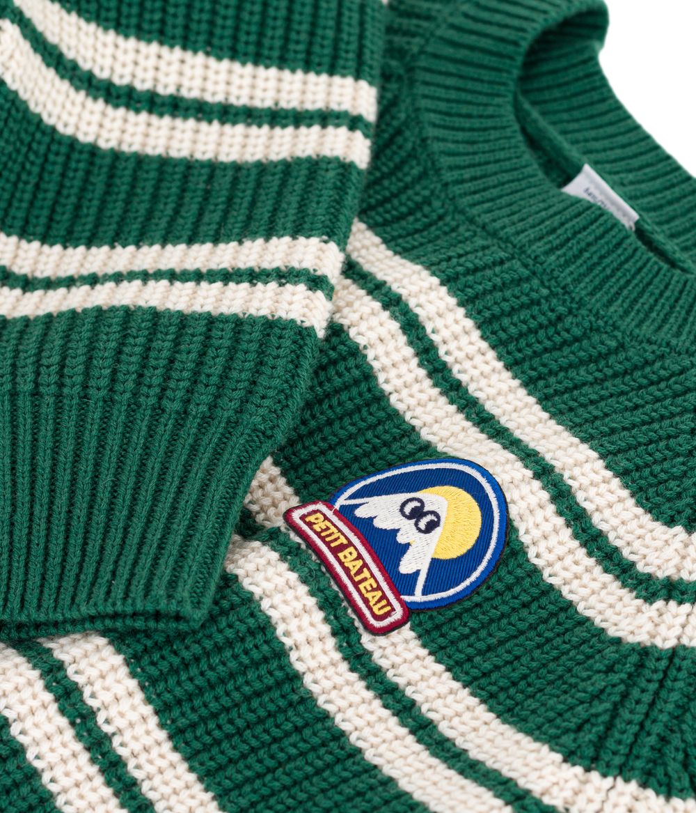 بيتيت باتو - سترة مخططة بأكمام طويلة للأولاد - Willow/Avalanche