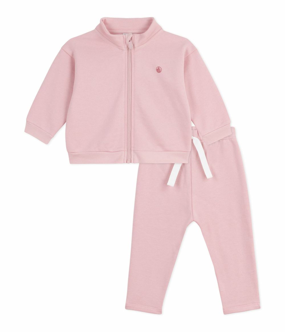 Petit Bateau - 2pc-Set - Babies' Plain Sweatshirt And Trousers - Joli Pink