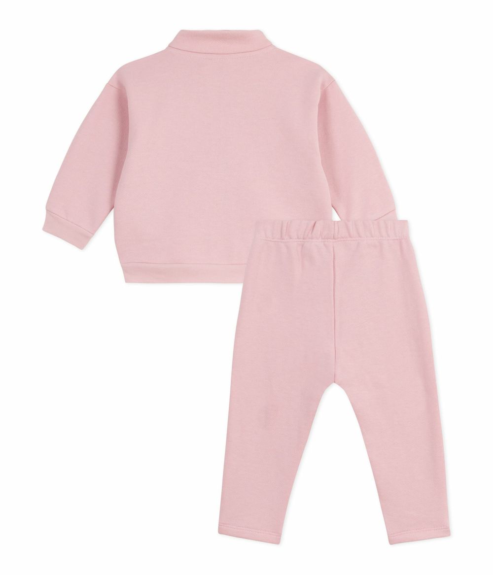 Petit Bateau - 2pc-Set - Babies' Plain Sweatshirt And Trousers - Joli Pink