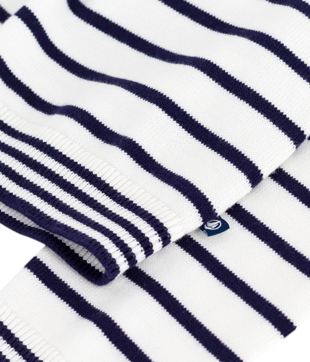Petit Bateau - Girl's Stripy Cotton Sailor Jumper - Soir White/Blue