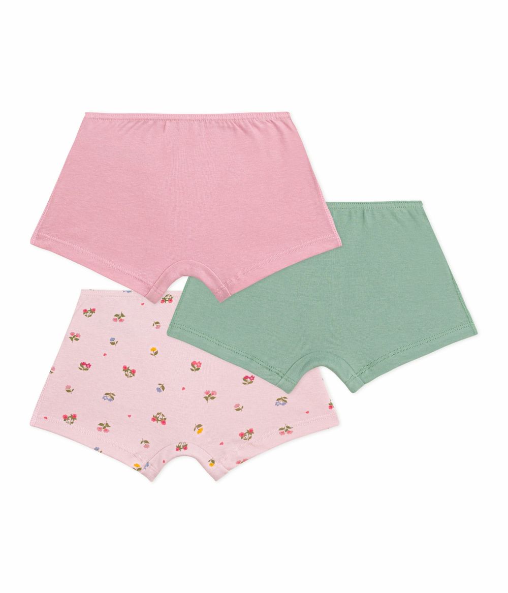 بيتي باتو - طقم شورتات قطن للبنات - زهري/أخضر - 3 قطع