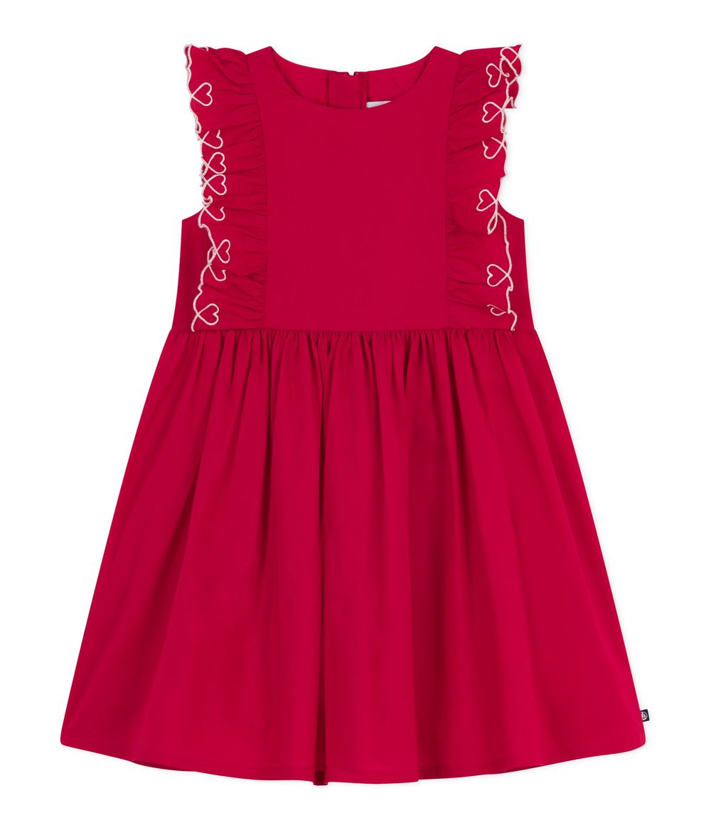 Petit Bateau - Girl's Sleeveless Cotton Dress - Terkuit Red