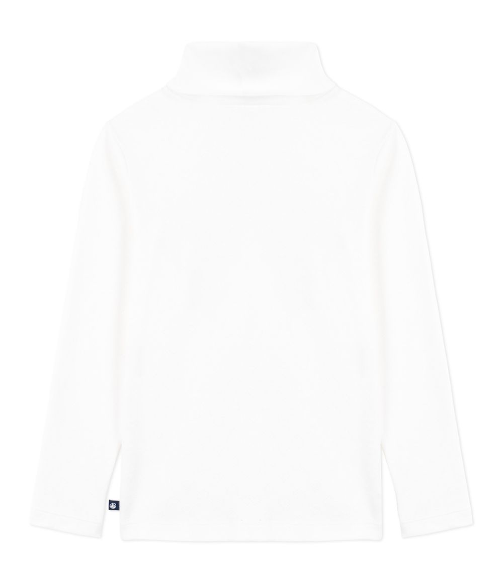 بيتي باتو - بلوزة بياقة عالية من القطن للبنات - أبيض إيكوم