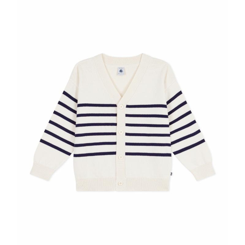 Petit Bateau - Boy's Stripy Cardigan - Milk/Blue