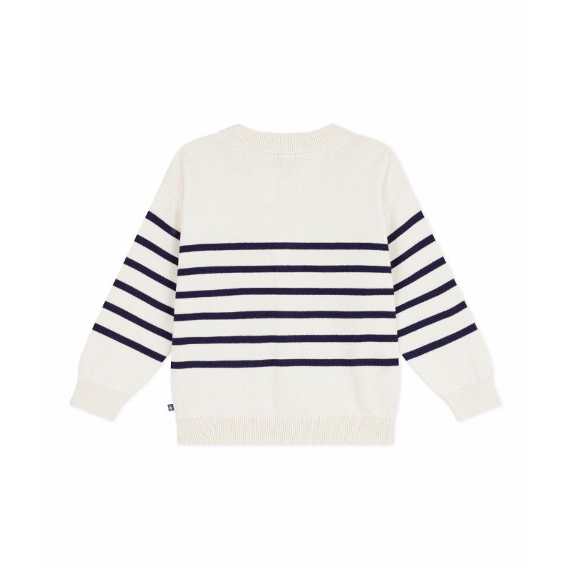 Petit Bateau - Boy's Stripy Cardigan - Milk/Blue