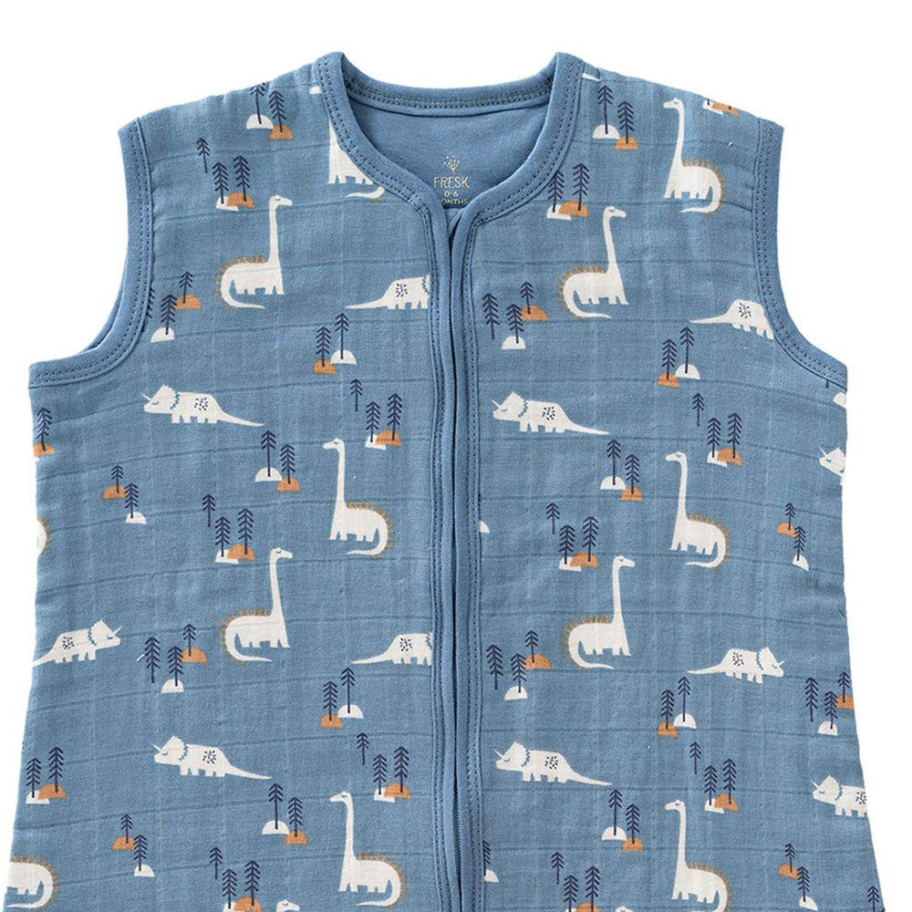 فريسك - كيس نوم قماش (شاش) طبقتين - ديناصور - أزرق