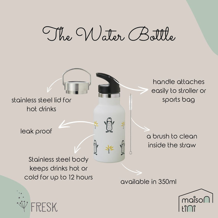 Fresk - Insulated Water Bottle - Penguin - 2 Lids - 350ml