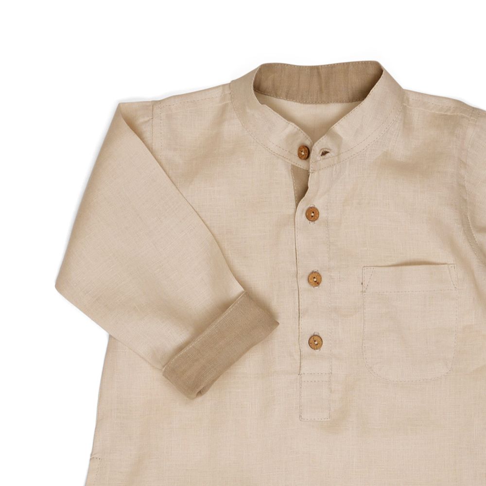 ميزون تيني - ثوب كتان - بيج فاتح