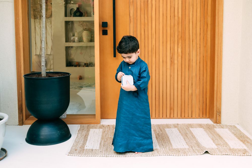 ميزون تيني - ثوب كتان - كحلي