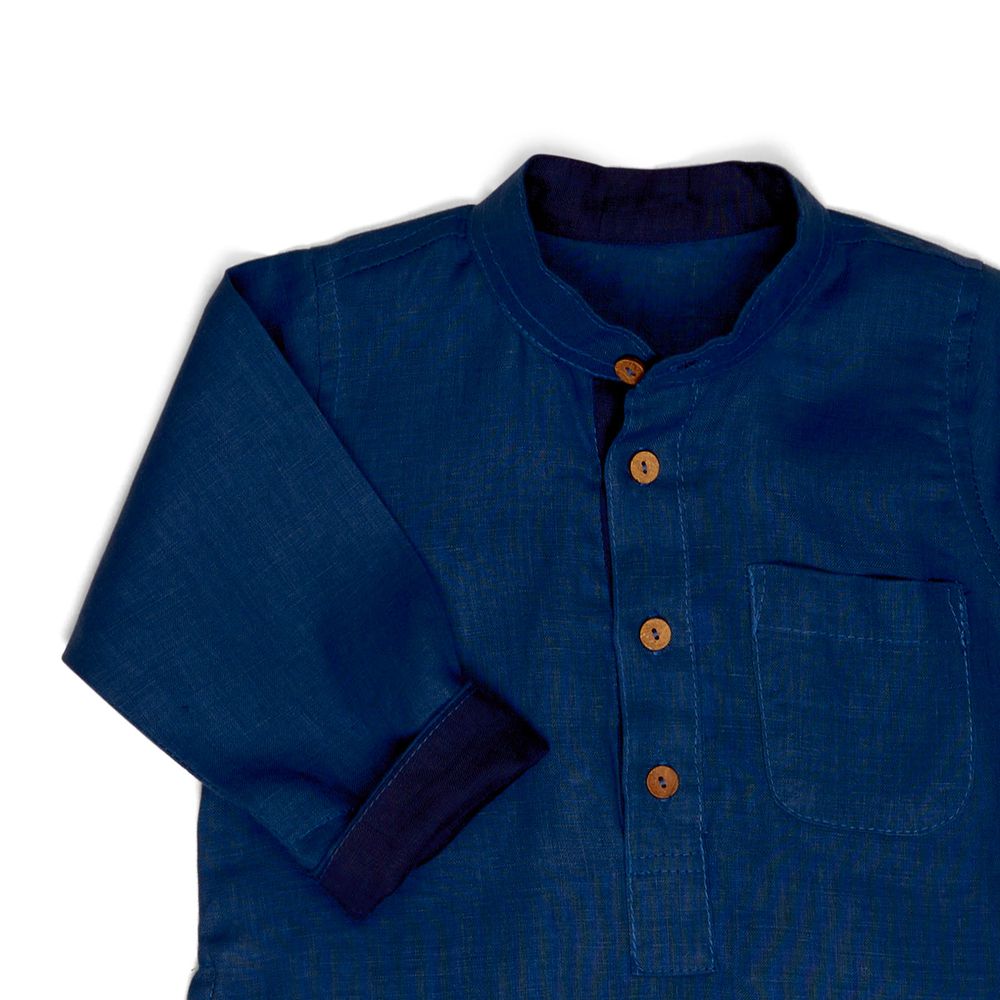 ميزون تيني - ثوب كتان - أزرق ملوكي