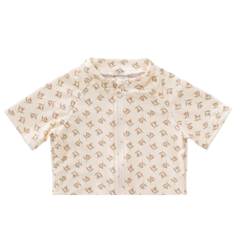 فريسك - بدلة سباحة مقاومة للأشعة فوق البنفسجية للبنات - زيتون - بيج