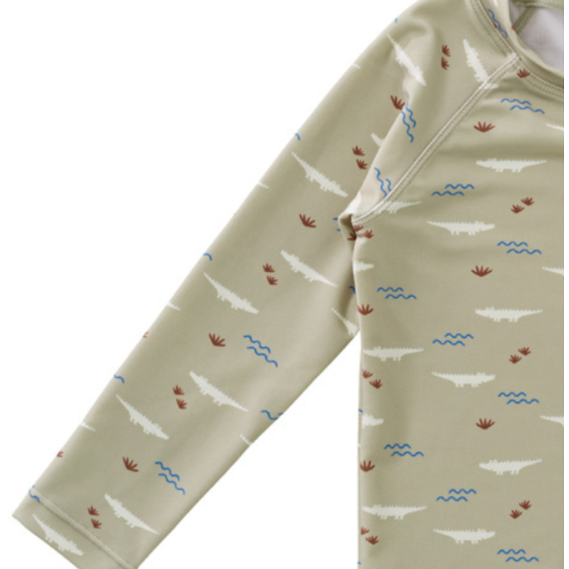 Fresk - Boy's Crocodile Printed UV Swim Top - Light Sage