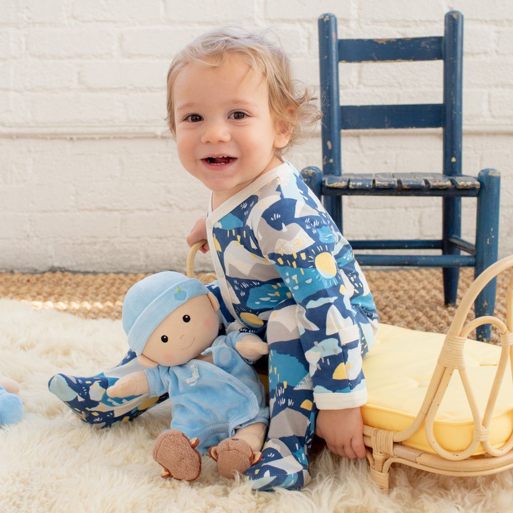 Apple Park - Baby Boy Doll - Blue - 33cm