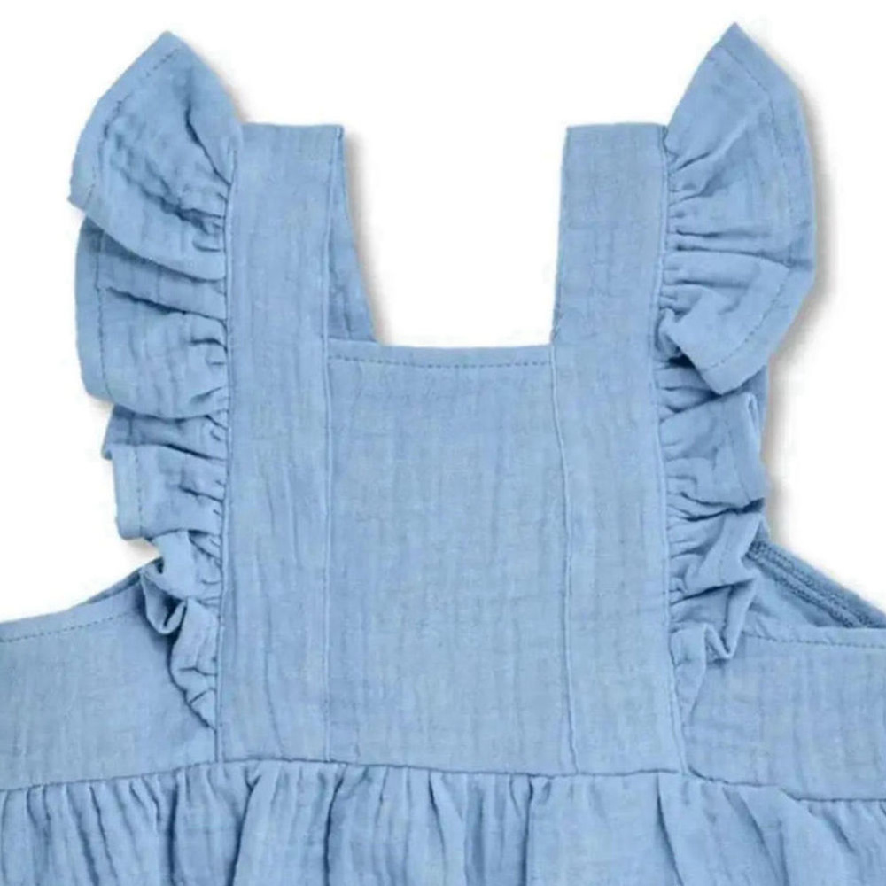 Apple Park - Muslin Flutter Sleeve Romper - Blue