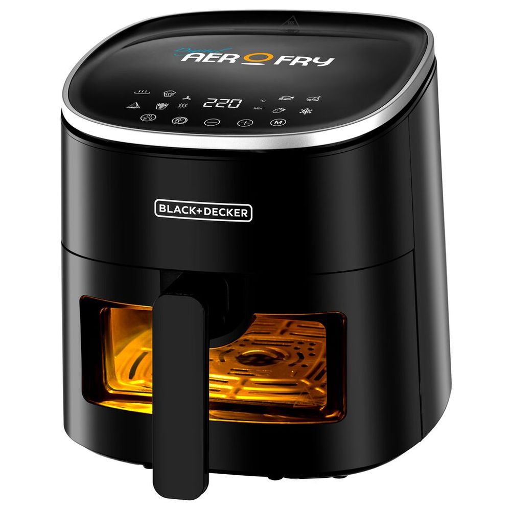 بلاك+ديكر - قلاية هوائية رقمية 8 في 1 مع نافذة - أسود - 4.2 لتر - 1300 واط
