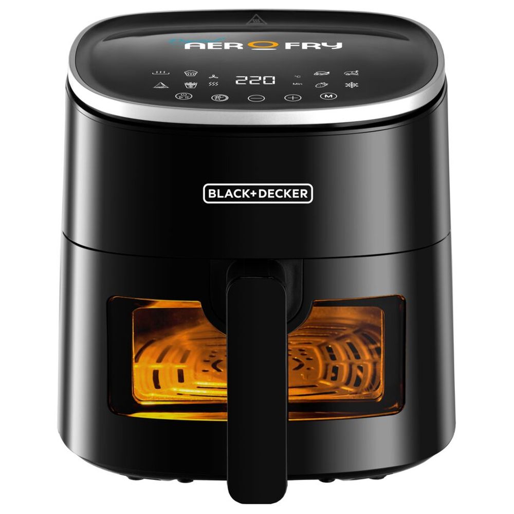 بلاك+ديكر - قلاية هوائية رقمية 8 في 1 مع نافذة - أسود - 4.2 لتر - 1300 واط
