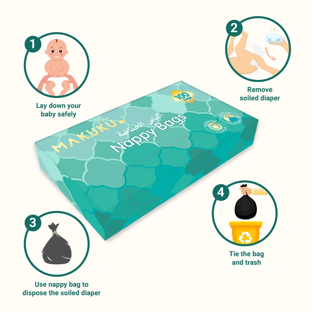 Makuku - Disposable Nappy Bags - 100 Count