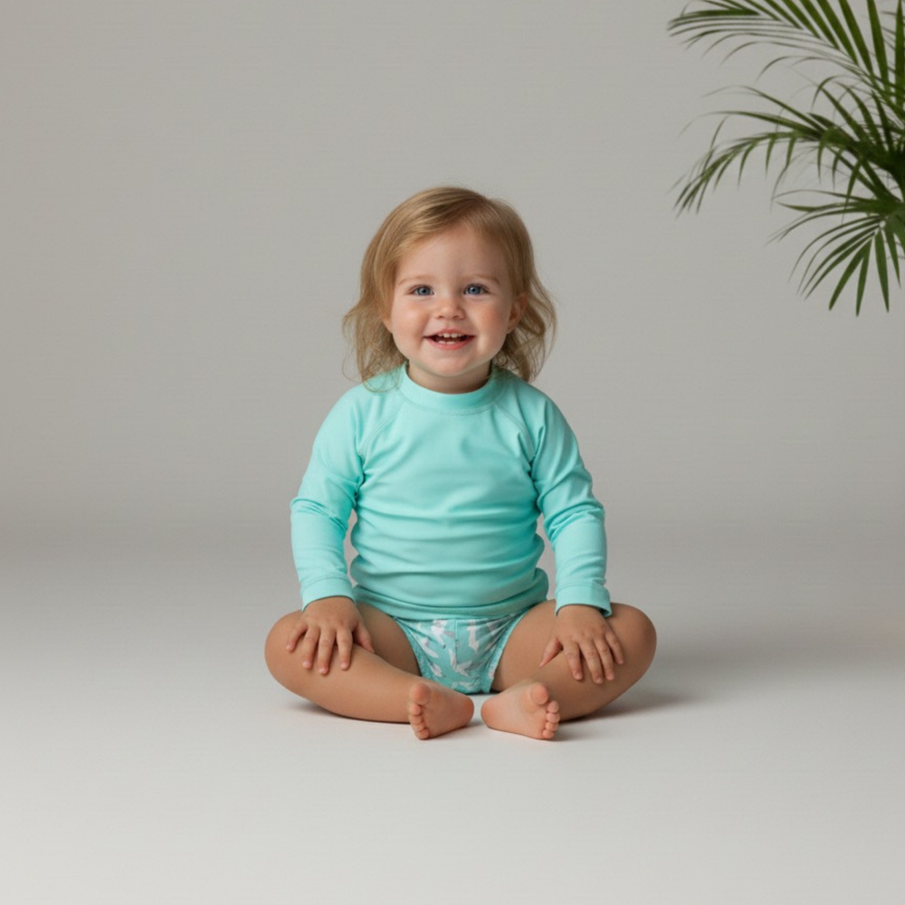 ملابس سباحة بدوي - طقم من قطعتين - تيشيرت سباحة وحفاضات للأطفال - سيجول بريز