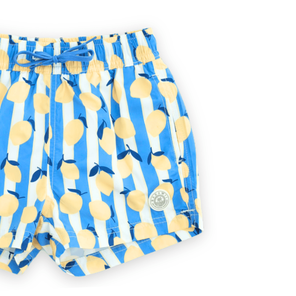 Badawii Beachwear - Boy's Swim Shorts - Limoncello Stripes