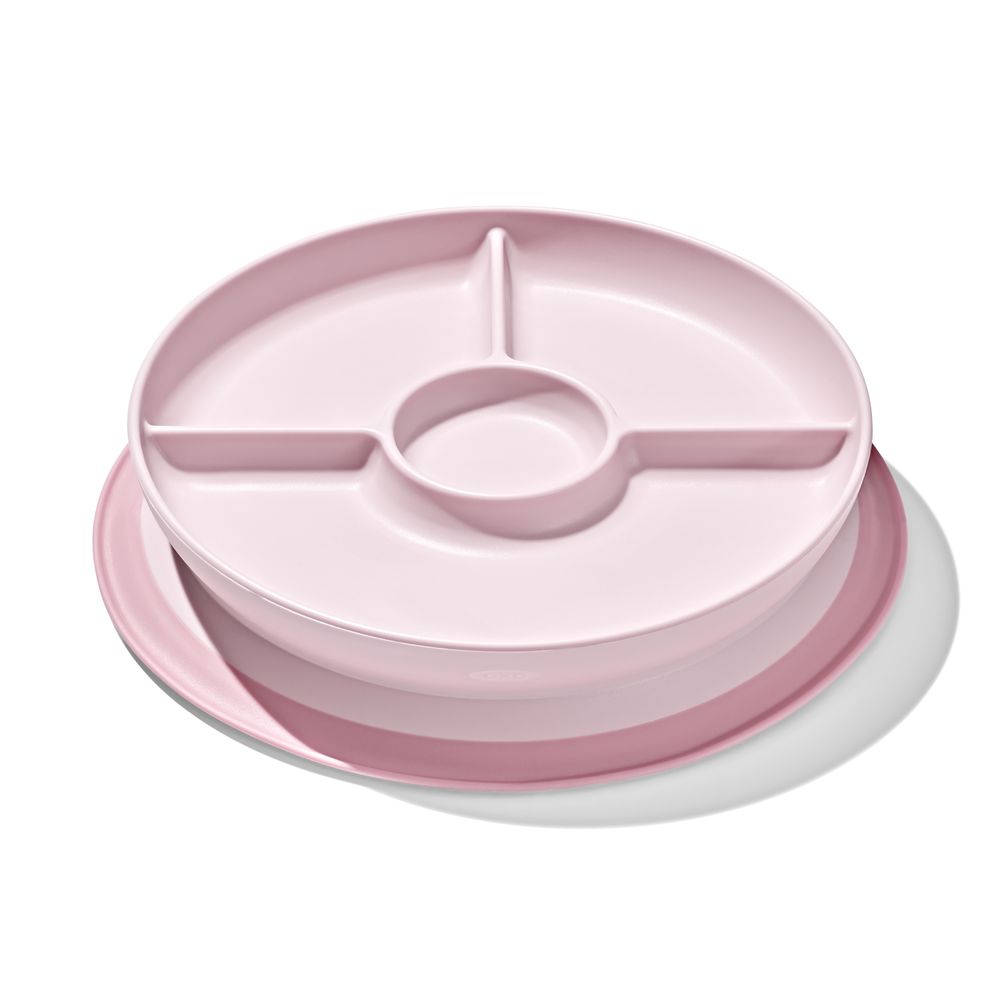 Oxo-Tot Stick And Stay Suction Divided Plate - Blossom