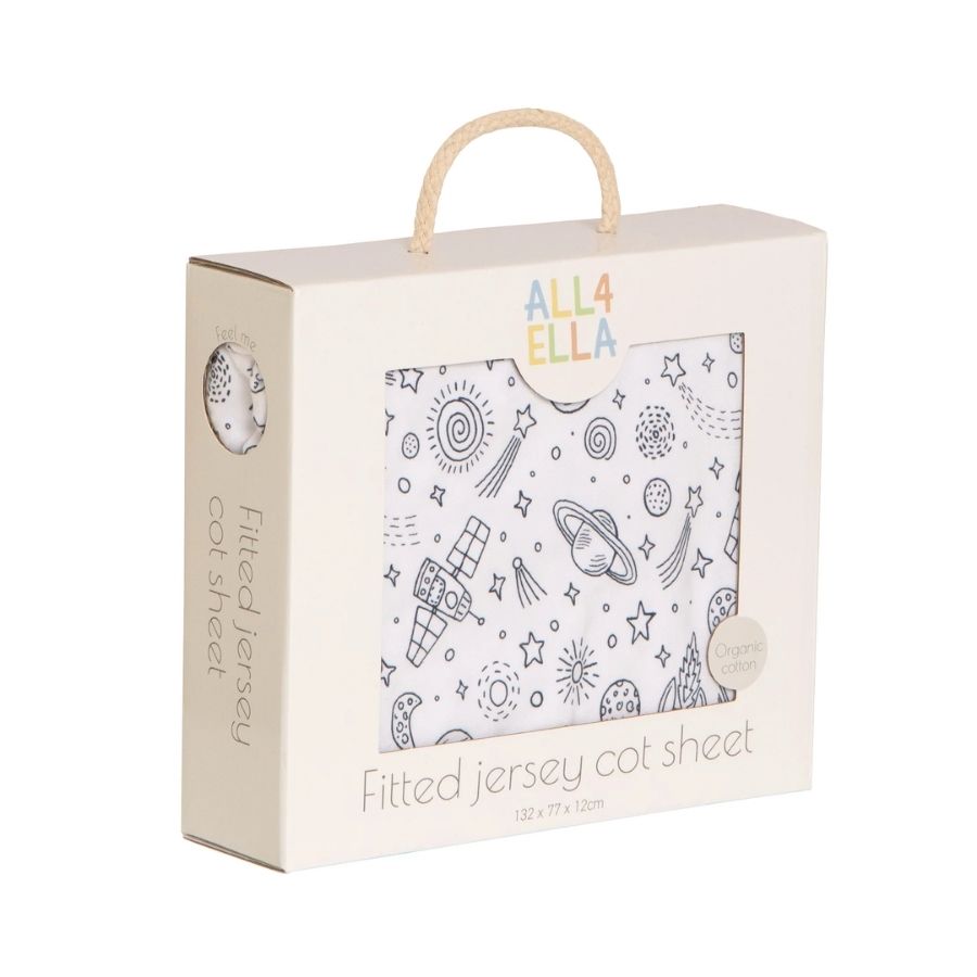 All4Ella Fitted Jersey Cot Sheet - Outer Space