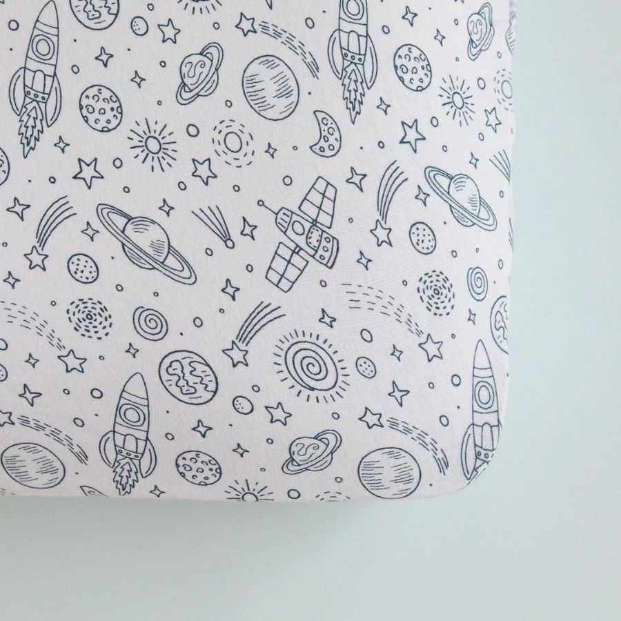 All4Ella Fitted Jersey Cot Sheet - Outer Space