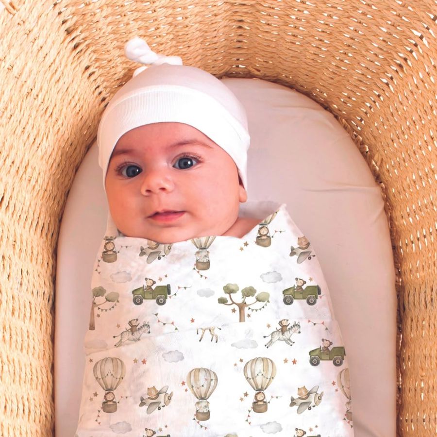 All4Ella - Muslin and 2 Pram Peg Box Set - Monkey Carnival