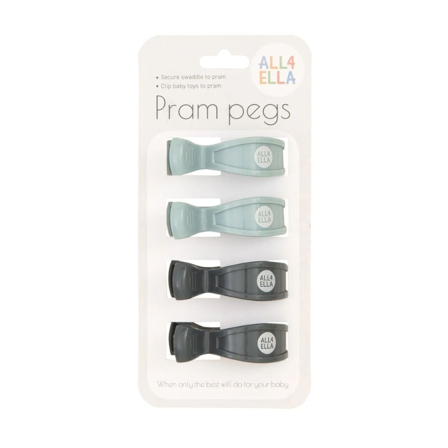 All4Ella - Pram Pegs Only - Steel Blue/Charcoal - 4 Pcs
