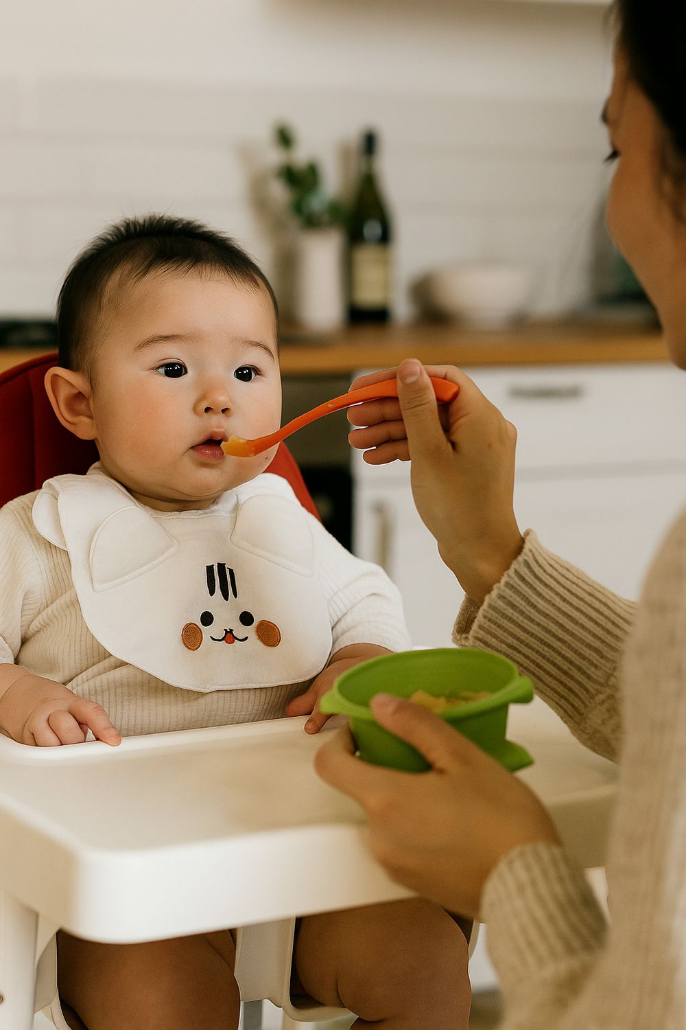 Kinder Valley - Bunny Button Bib - White