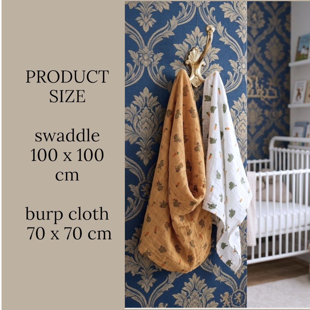 Kinder Valley - Snowball Muslin Swaddle And Burp Cloth Set