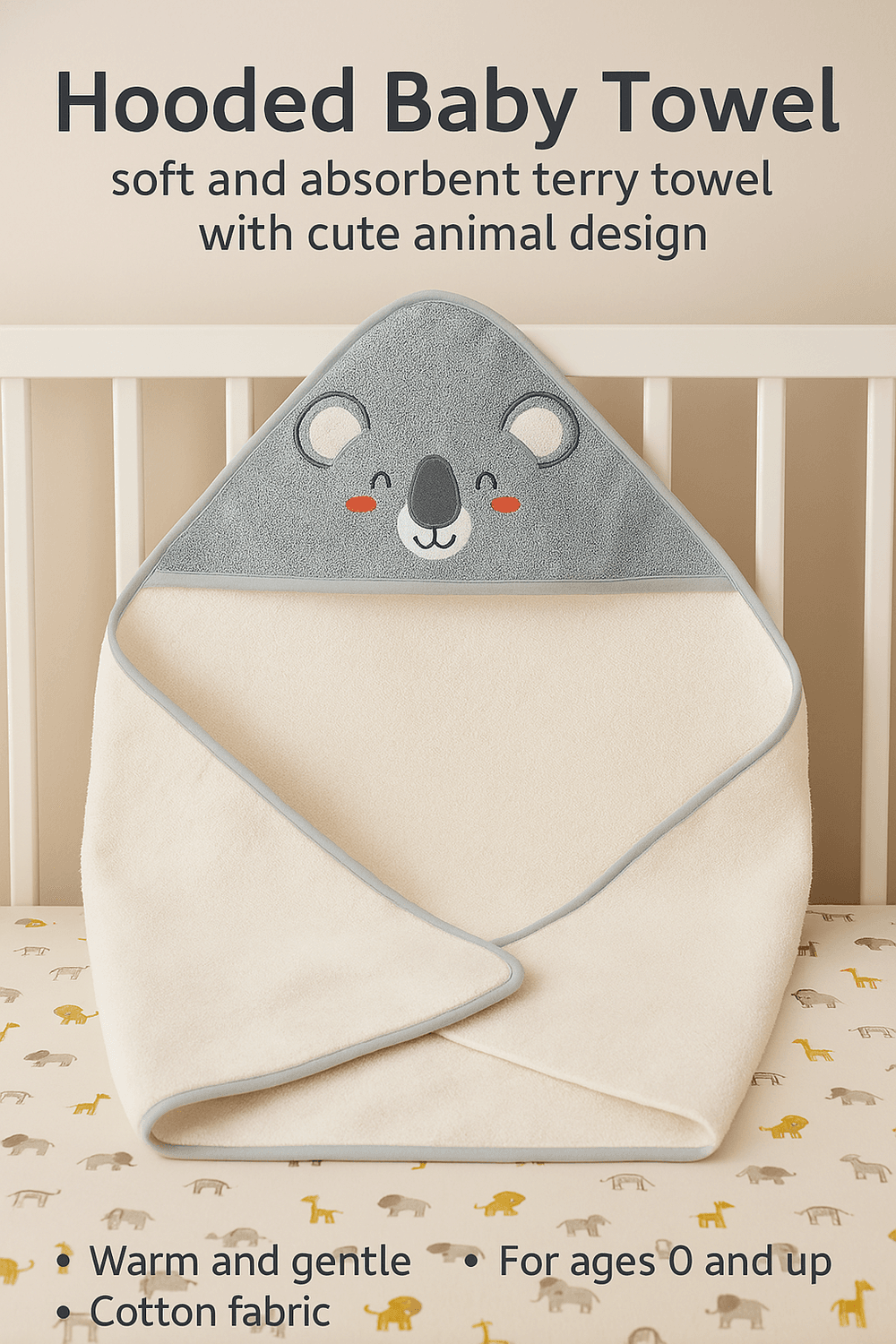 كيندر فالي - منشفة بقبعة - دب