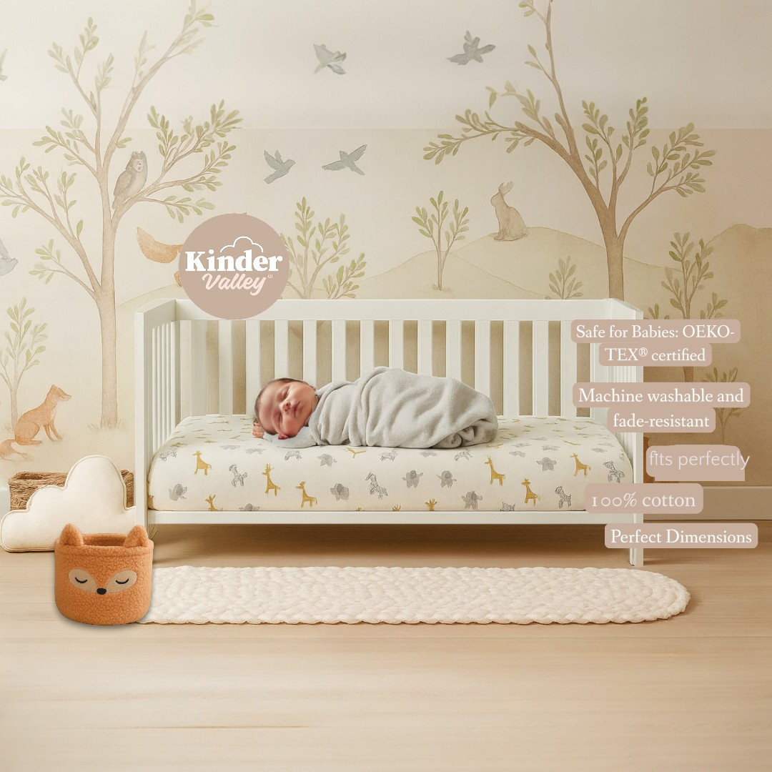 ملاءة سرير أطفال من كيندر فالي - سفاري - بيج