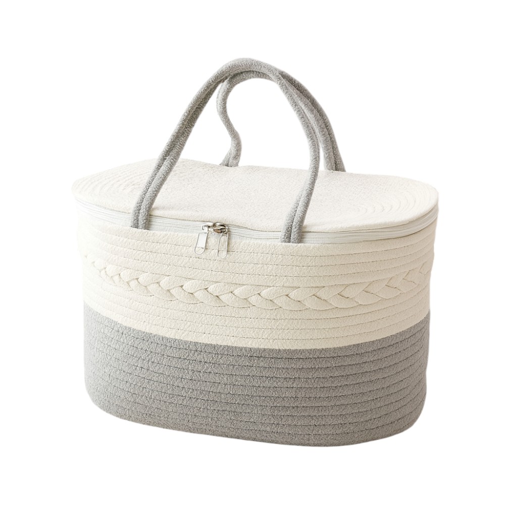 Kinder Valley Crochet Storage Bag - Grey/White