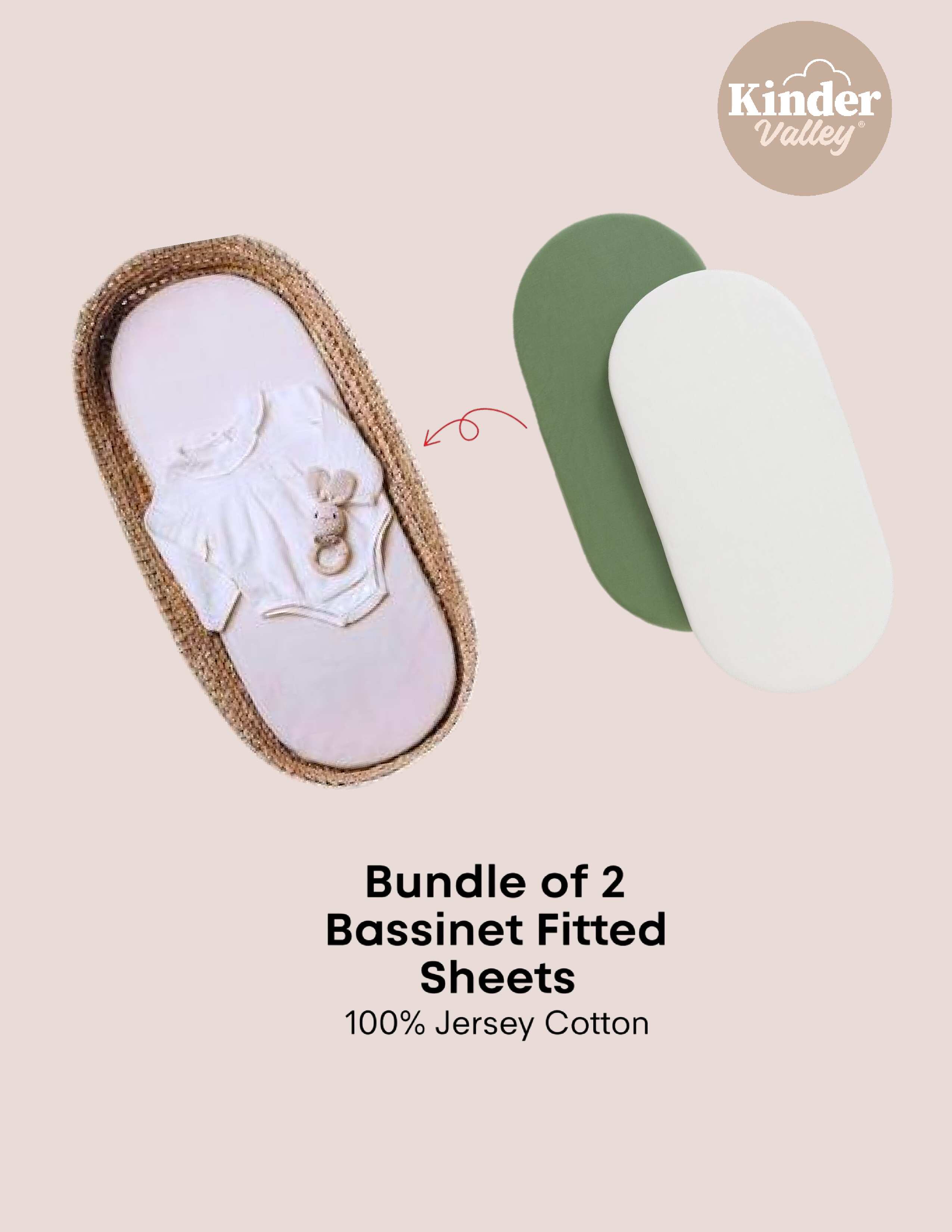 Kinder Valley - Cotton Jersey Bassinet Fitted Sheets Only - Multicolor - 2 Pcs