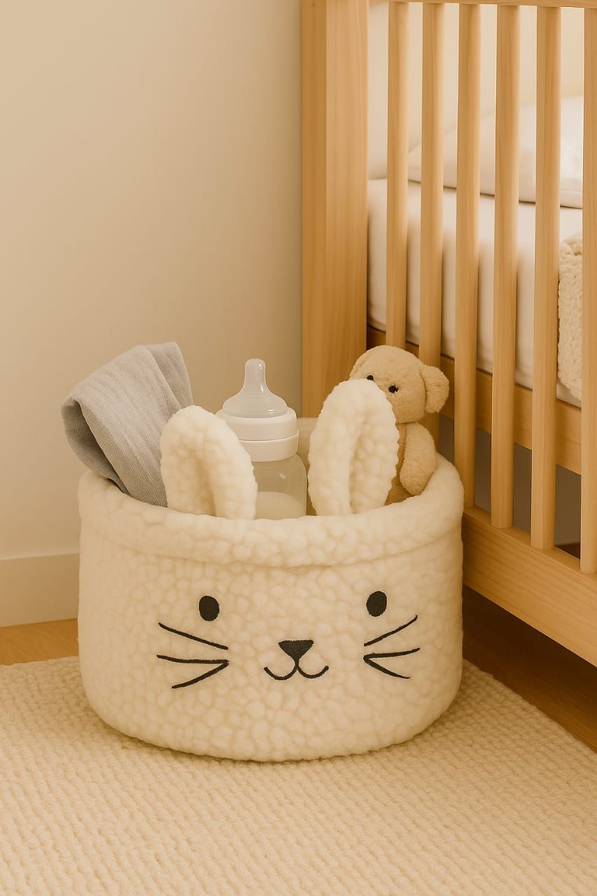 كيندر فالي - سلة تخزين شيربا - أرنب - أبيض