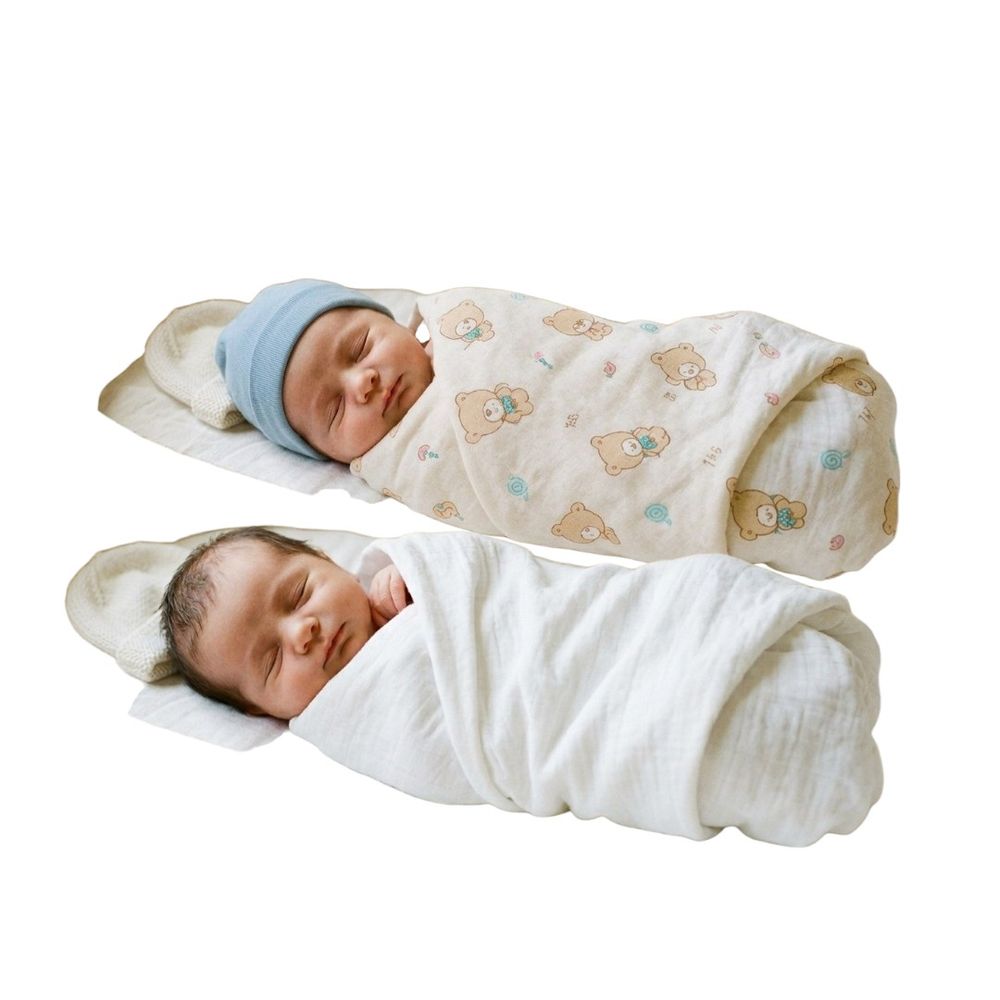 Kinder Valley - 2pc-Set - Cotton Swaddle Duo - Bear Print