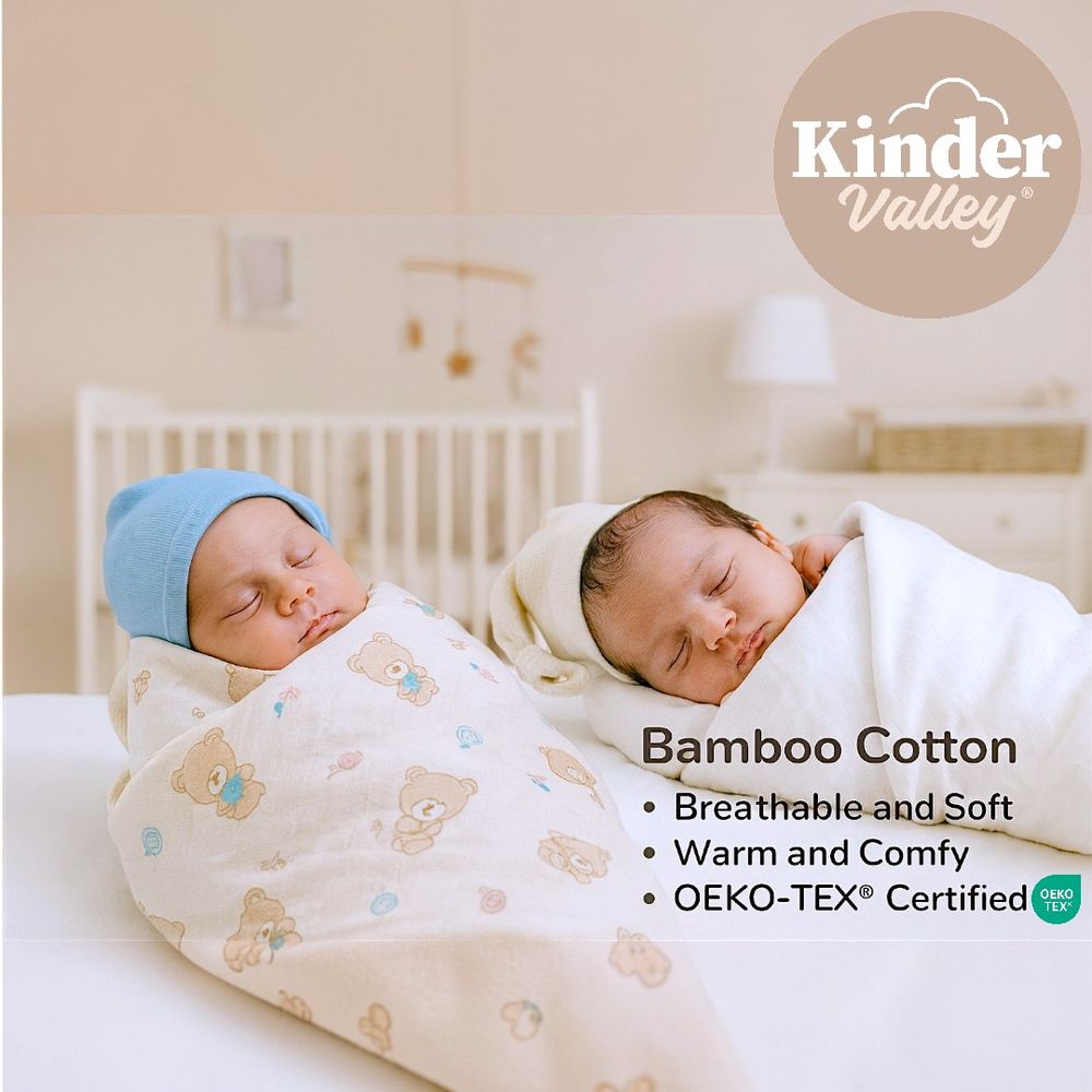 Kinder Valley - 2pc-Set - Cotton Swaddle Duo - Bear Print