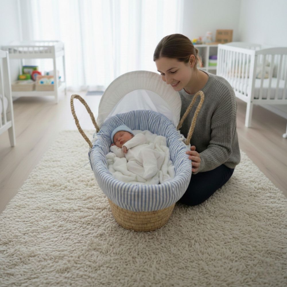 Kinder Valley - Striped Moses Basket - Blue