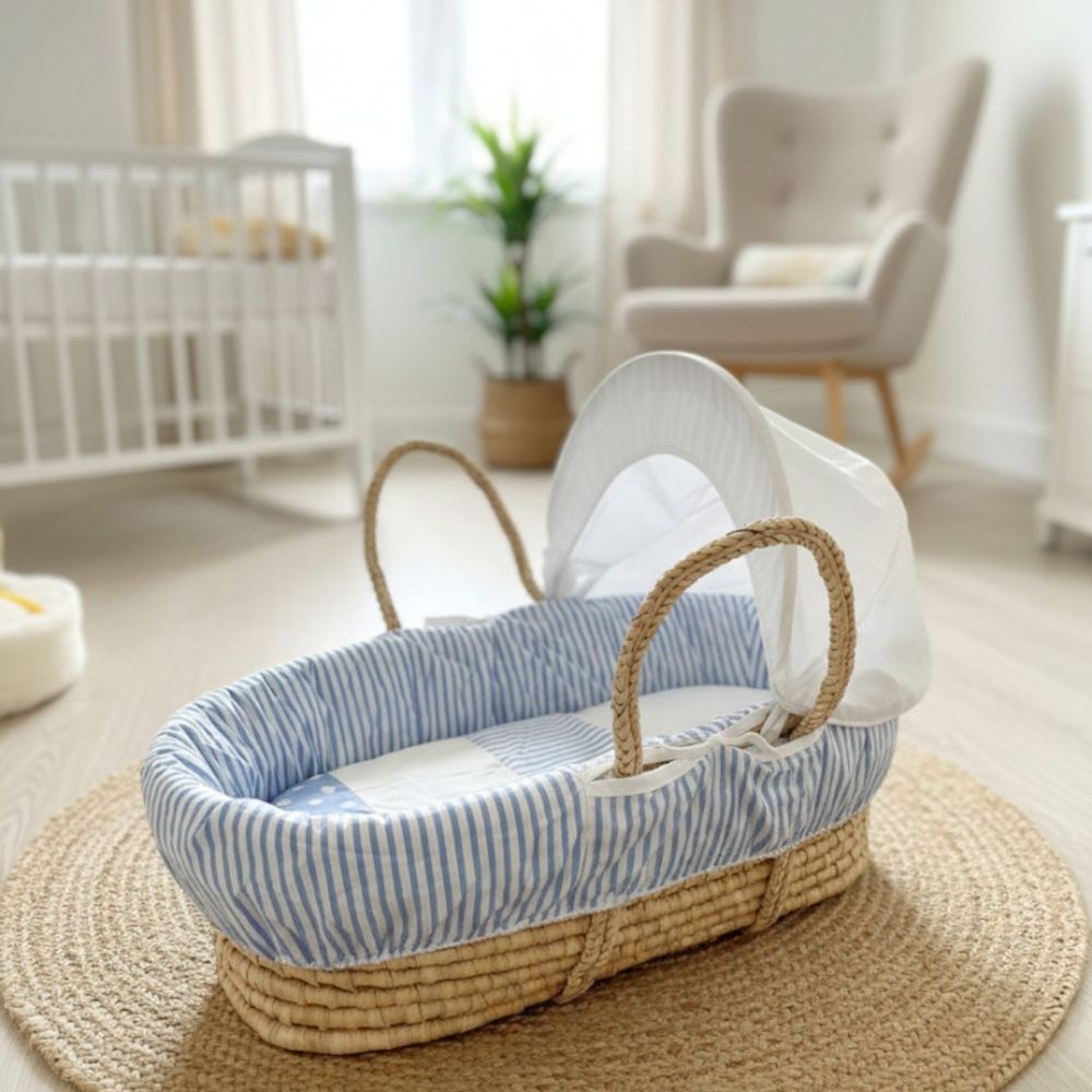 Kinder Valley - Striped Moses Basket - Blue
