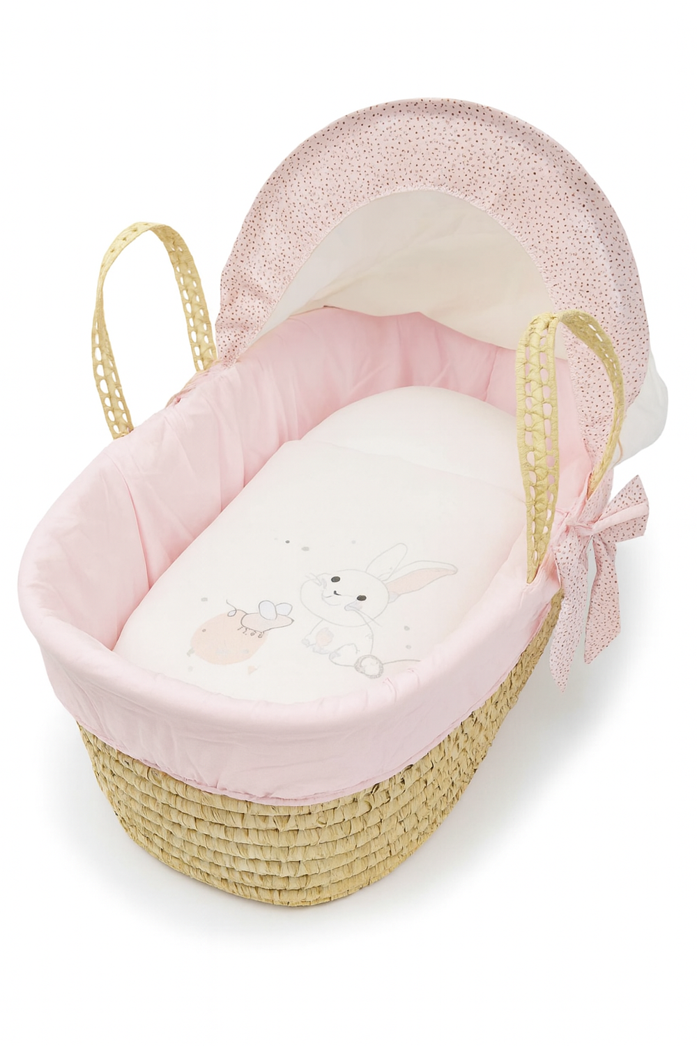 Kinder Valley - Millie Palm Moses Basket - Pink