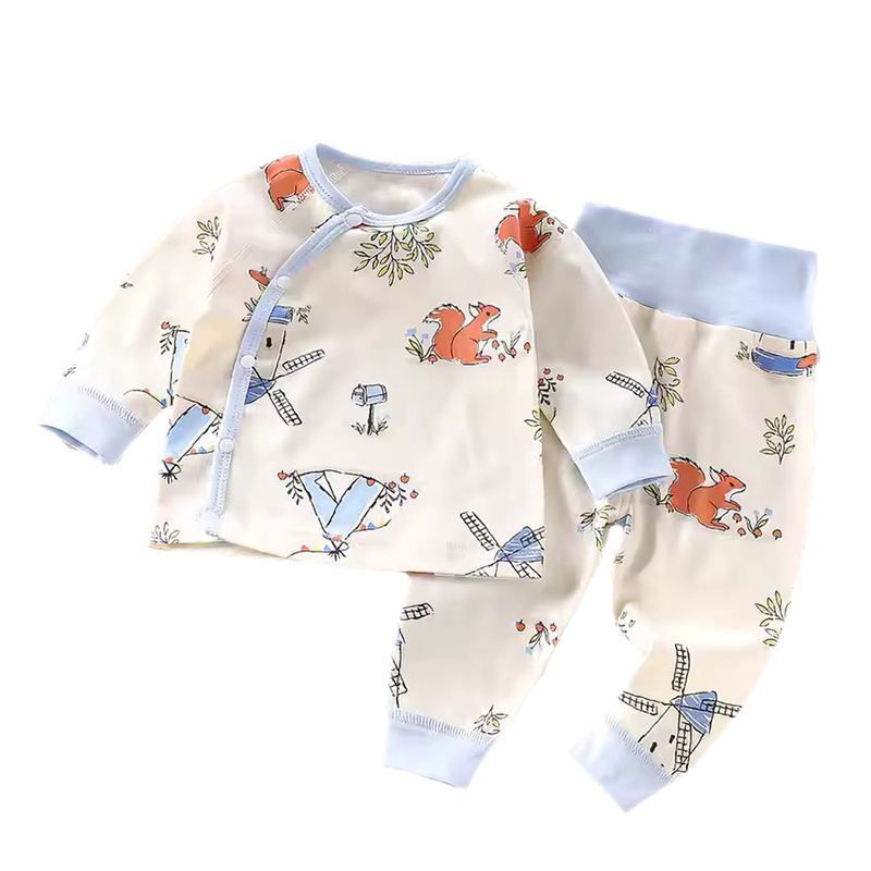 Kinder Valley - 4pc-Set - Fox Adventure & Under The Sea Pyjama Set - Cream/Blue