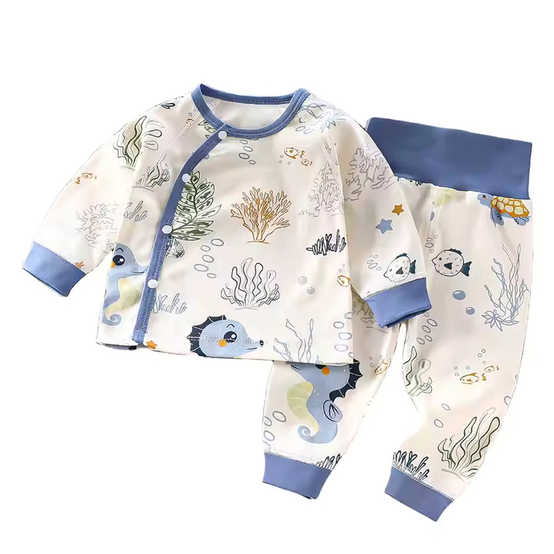 Kinder Valley - 4pc-Set - Fox Adventure & Under The Sea Pyjama Set - Cream/Blue