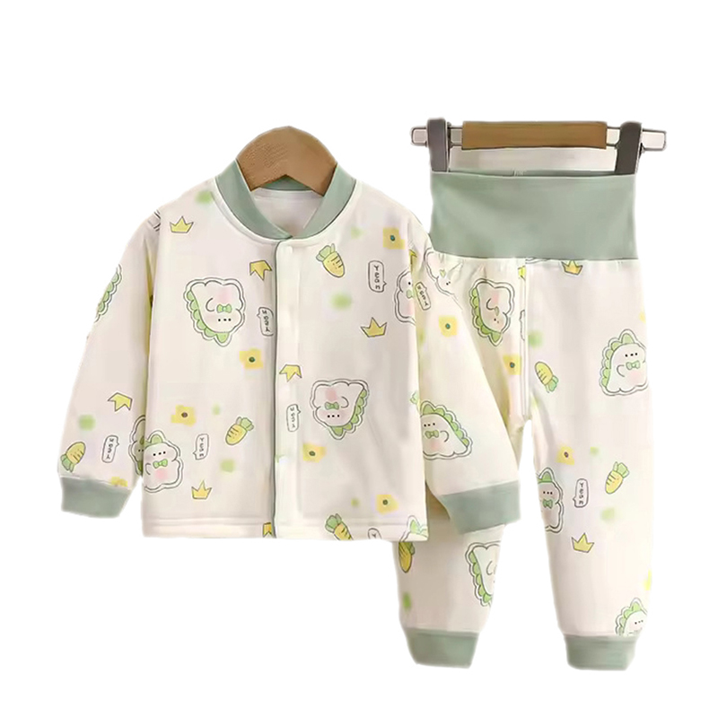 Kinder Valley - 4pc-Set - Baby' Printed Pyjama Set - Green/Cream - 100cm