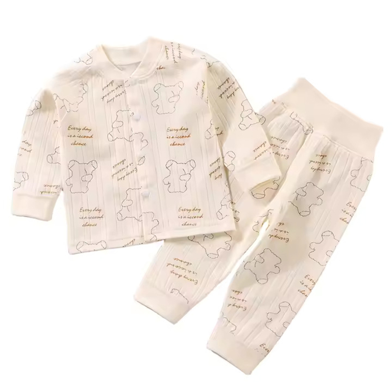 Kinder Valley - 4pc-Set - Baby' Printed Pyjama Set - Green/Cream - 100cm