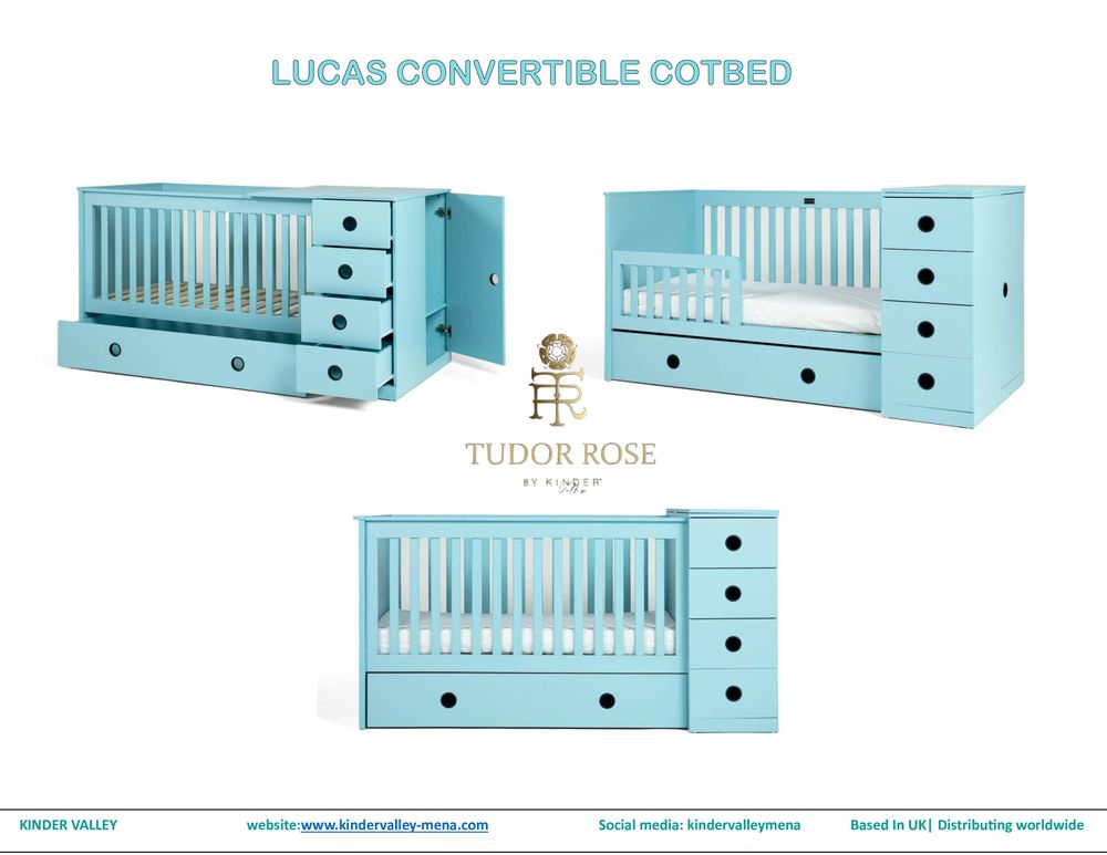 كيندر فالي - سرير أطفال تيودور روز روبي 4 في 1 فاخر