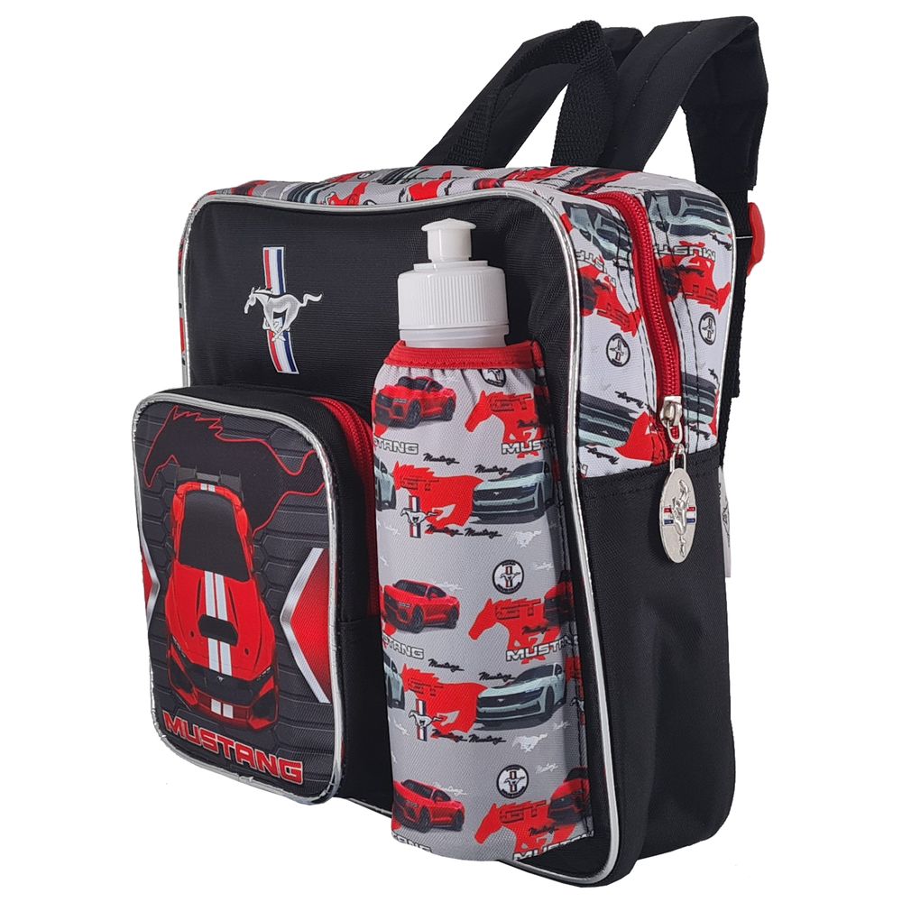 Mustang - Kids Backpack With Water Bottle, Lunch Box, Fork & Spoon - 4 Pcs - 11-Inch